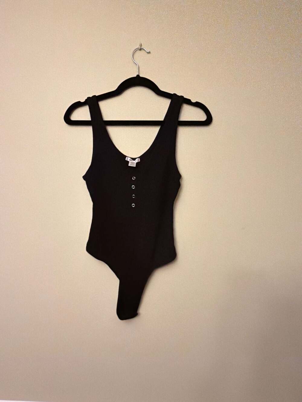 Bozzolo Black Ribbed Henley Bodysuit Size Medium